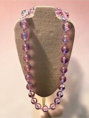 Vintage Aurora Lucite Beaded Necklace, 22”